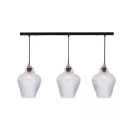 19242 PENDANT LIGHT 3XE27 MAX 40W BLACK BASE - CLEAR GLASS Zambelis Lights